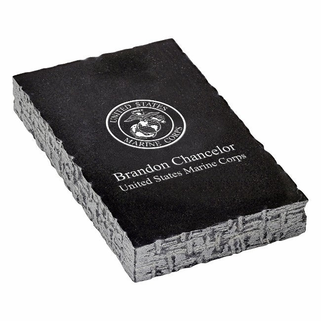 US Marines Emblem Personalized Black Marble Paperweight