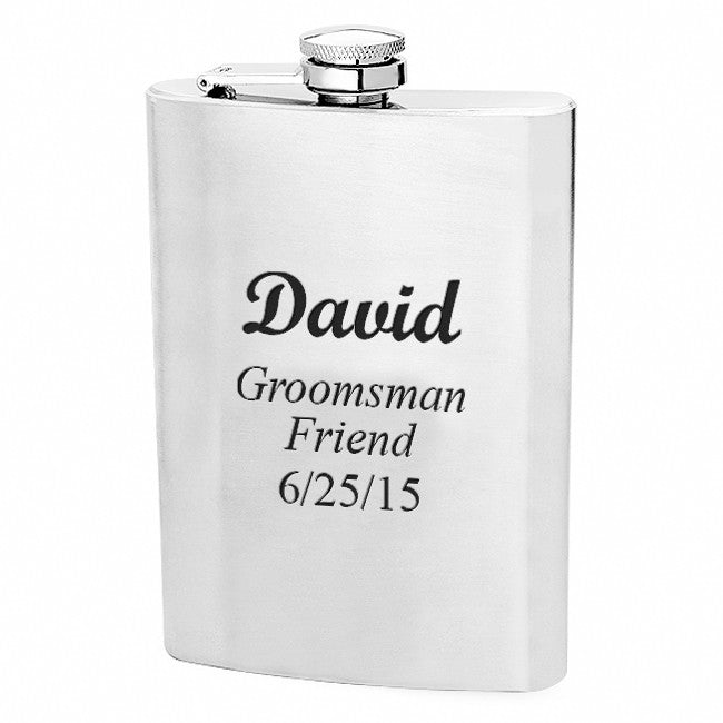 8 Ounce Satin Finish Stainless Steel Flask - Executive Gift Shoppe