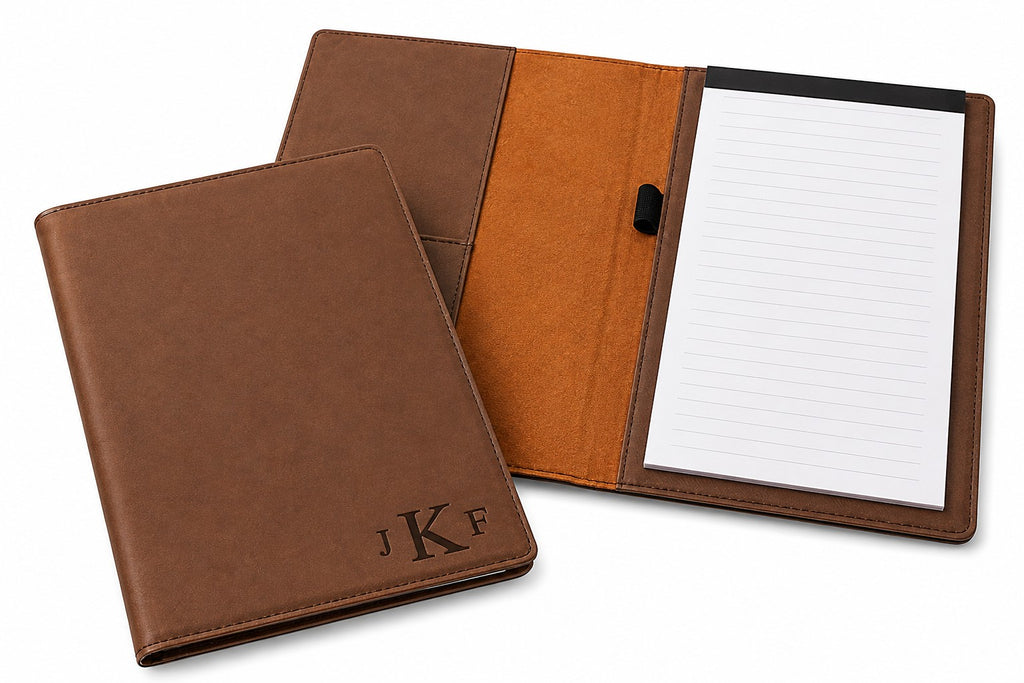 Brown Portfolio & Notebook with Roman Monogram