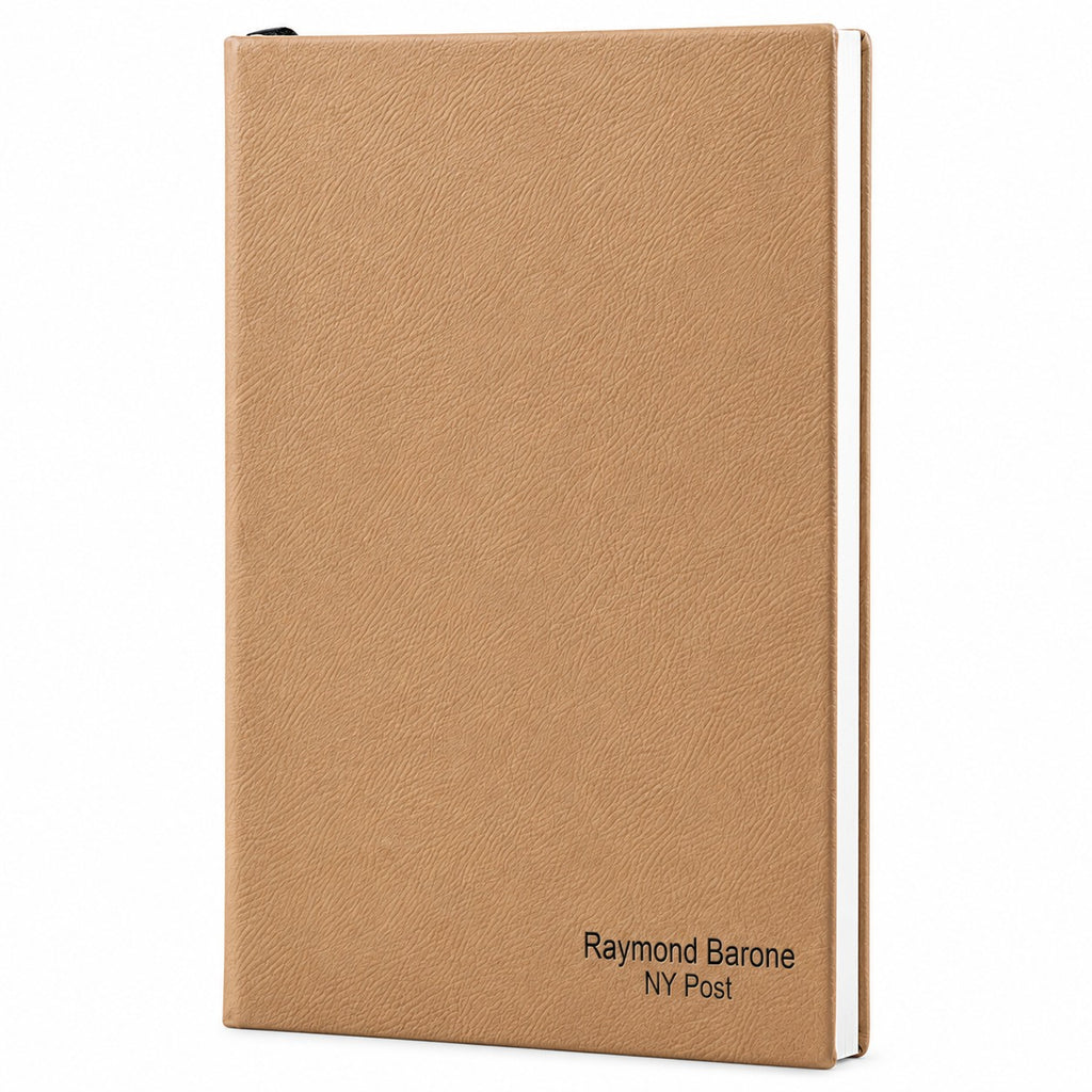 Personalized Light Brown Journal with Black Satin Bookmark
