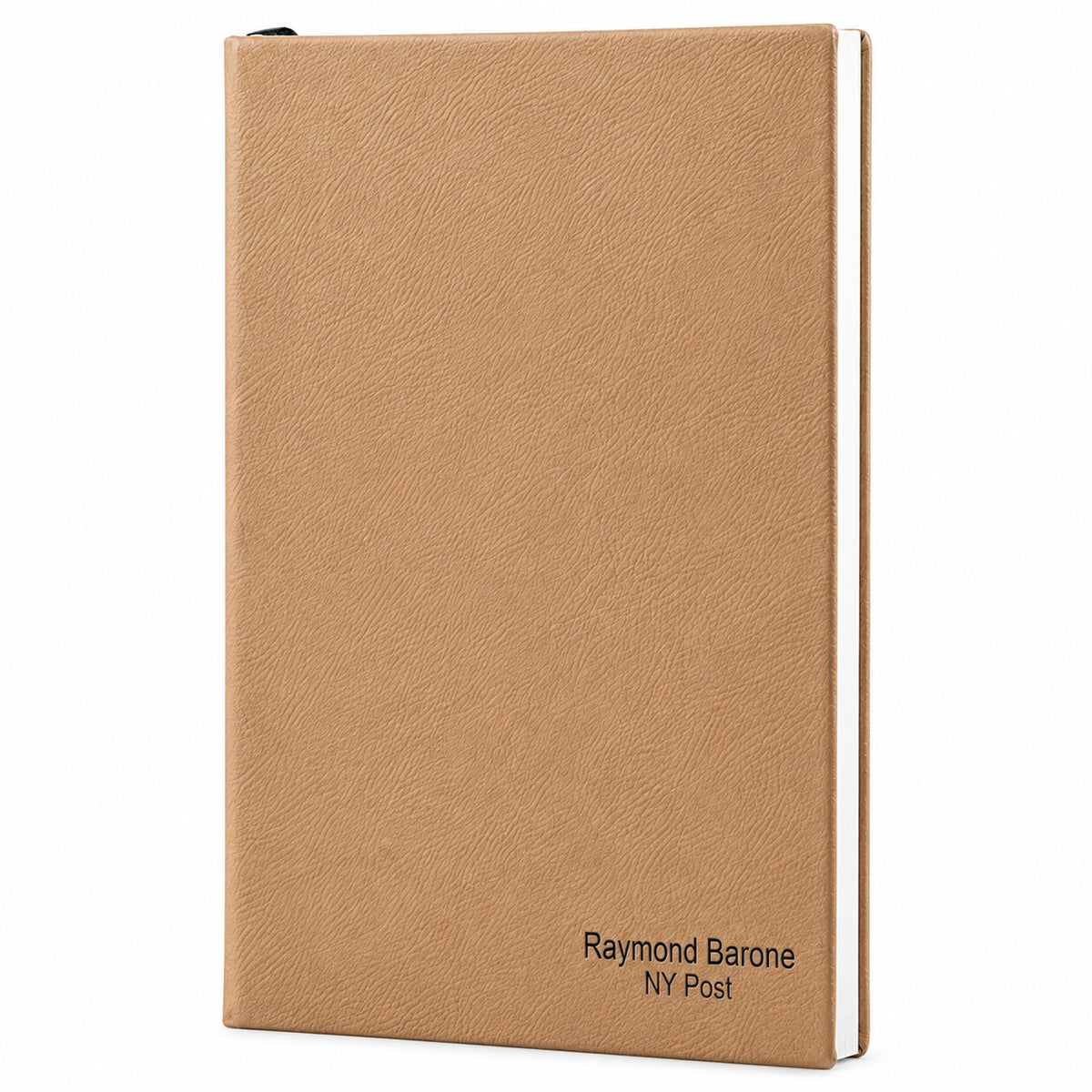 Personalized Light Brown Journal with Black Satin Bookmark