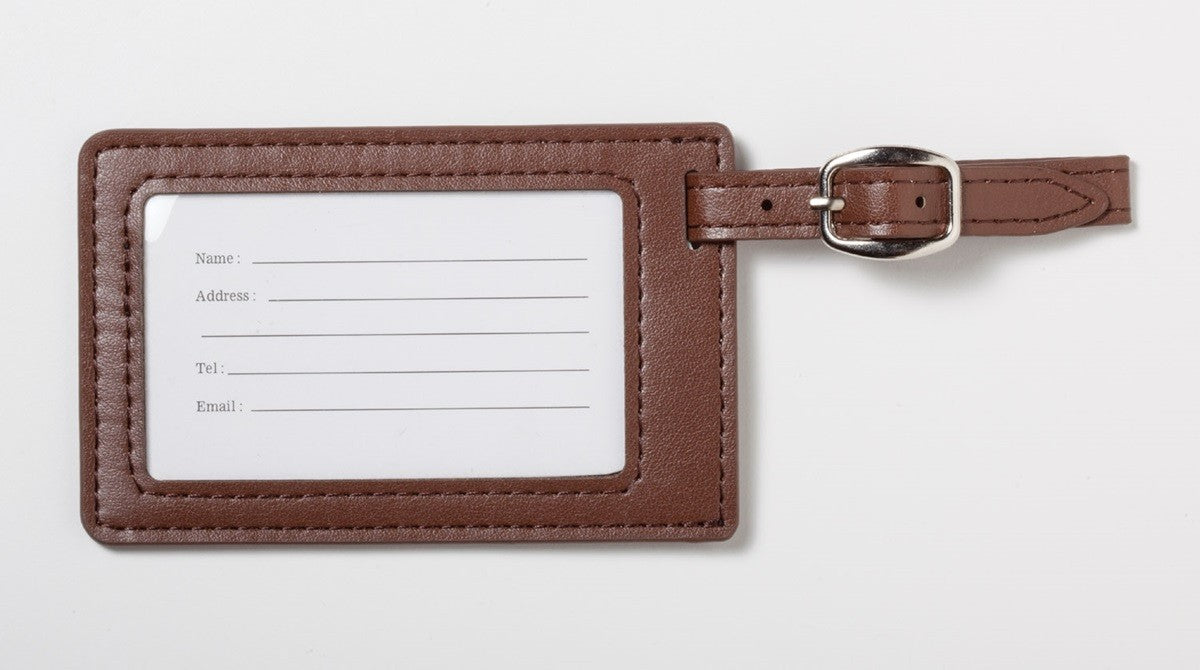 Brown & Gold Personalized Luggage Tag with Buckle Strap