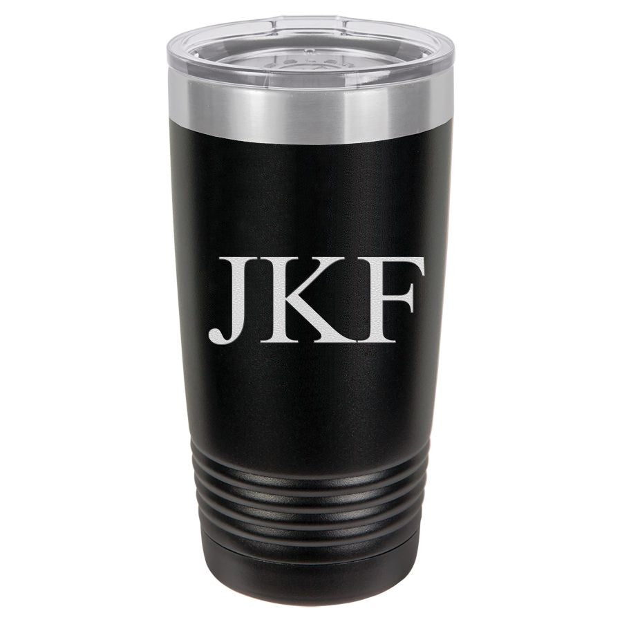 20 Ounce Black Polar Camel Travel Mug with Personalized Initials