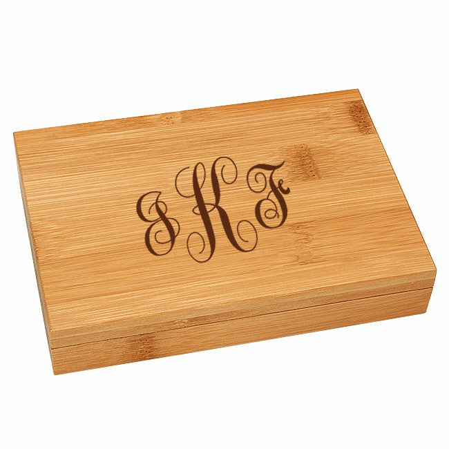 Script Monogram Bamboo 4 Piece Wine Tool Set