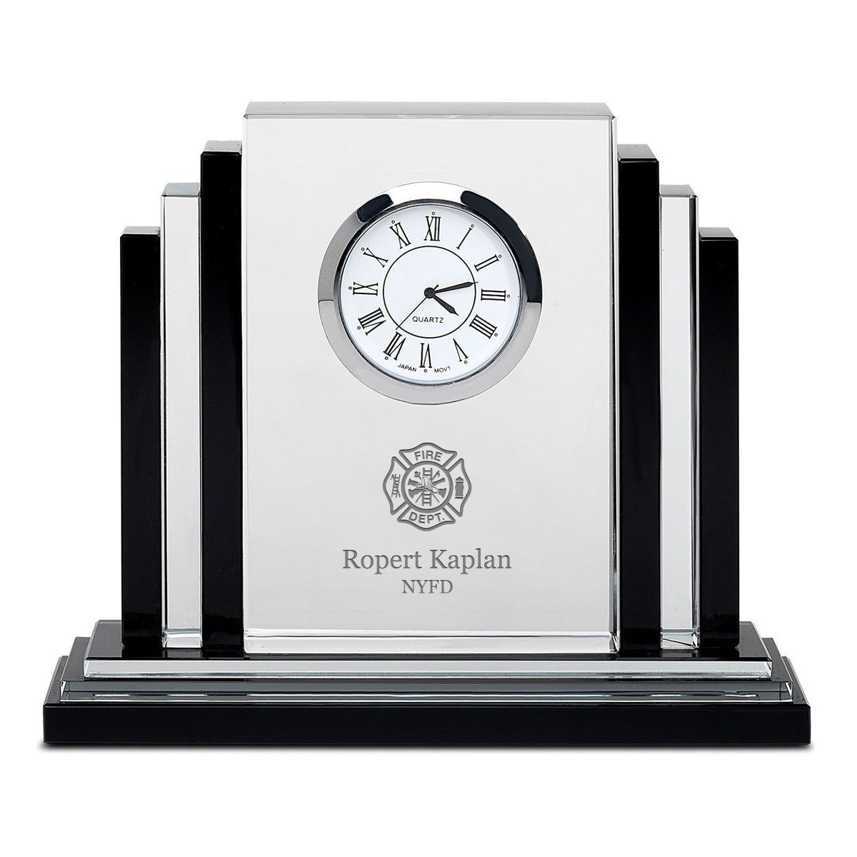 Firefighter Personalized Step Design Premier Crystal Clock