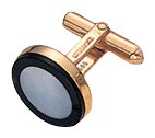 14 Karat Gold, Onyx & Mother-of-Pearl Round Cufflinks