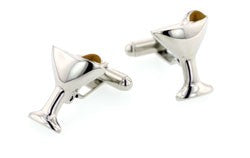 Martini glass and olive cufflinks
