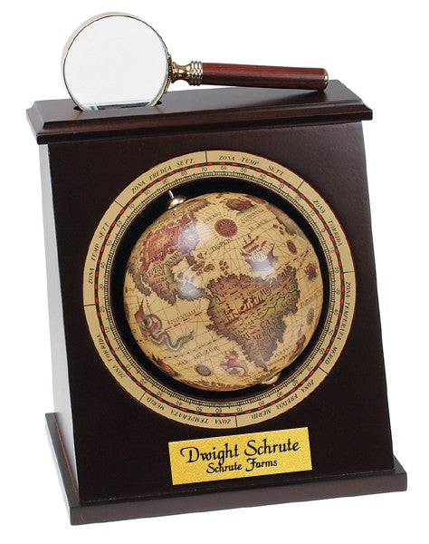 Personalized Spinning Globe Bookend with Magnifying Glass