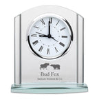 Bull & Bear Arched Glass Personalized Desk Clock with Silver Finish Accents