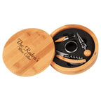 Personalized 4 Piece Round Bamboo Wine Set