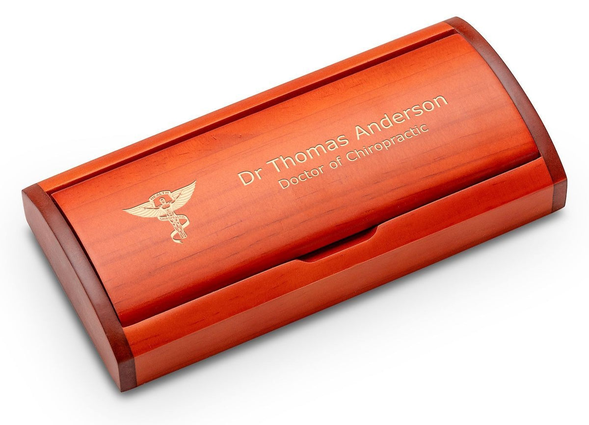 Diamond Cut Personalized Ballpoint Pen with Wood Box for Chiropractors