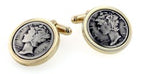 Genuine Dime Inlay Silver Cufflinks