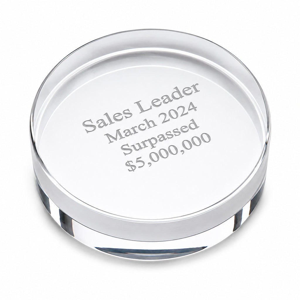 Crystal Clear Round Paperweight with Free Laser Engraving