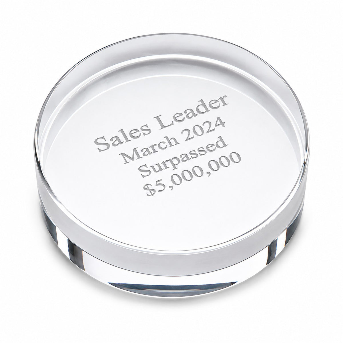 Crystal Clear Round Paperweight with Free Laser Engraving