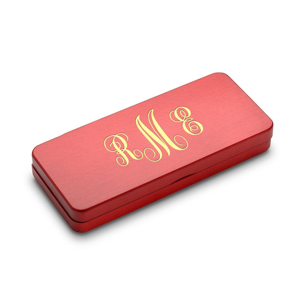 Script Monogram Engraved Black & Gold Ballpoint Pen & Letter Opener Set