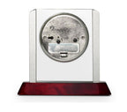 Prestige Collection Masonic Theme Personalized Rosewood, Glass & Steel Desktop Clock