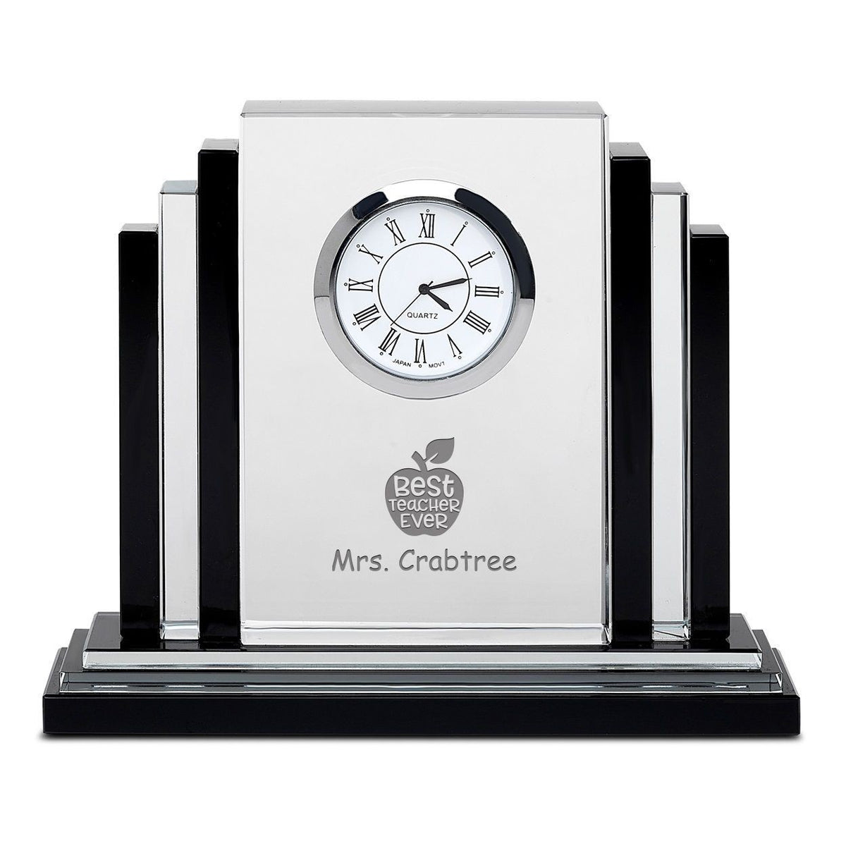 Best Teacher Ever Personalized Step Design Premier Crystal Clock