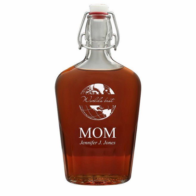 World's Best Mom 17 Oz Vintage Glass Flask