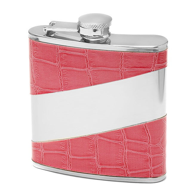 Pink Leather Engraved Flask For Women - Executive Gift Shoppe