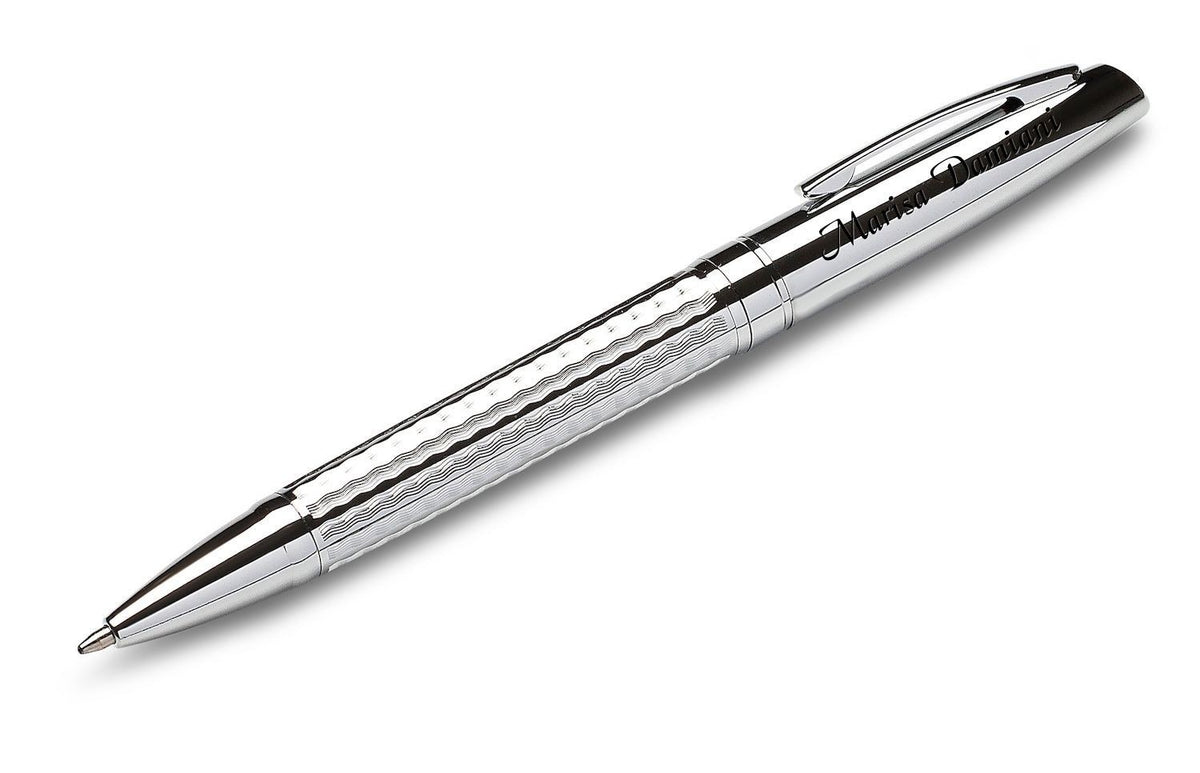 Personalized Diamond Cut Ballpoint Pen & Saddle Wood Gift Set