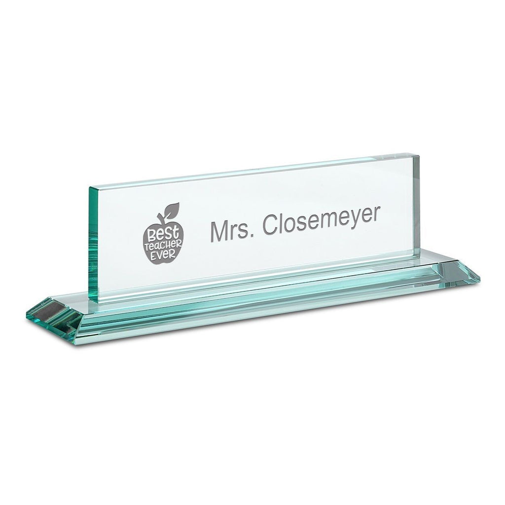 Distinguished Collection Best Teacher Ever Theme Personalized Crystal Desktop Name Plate