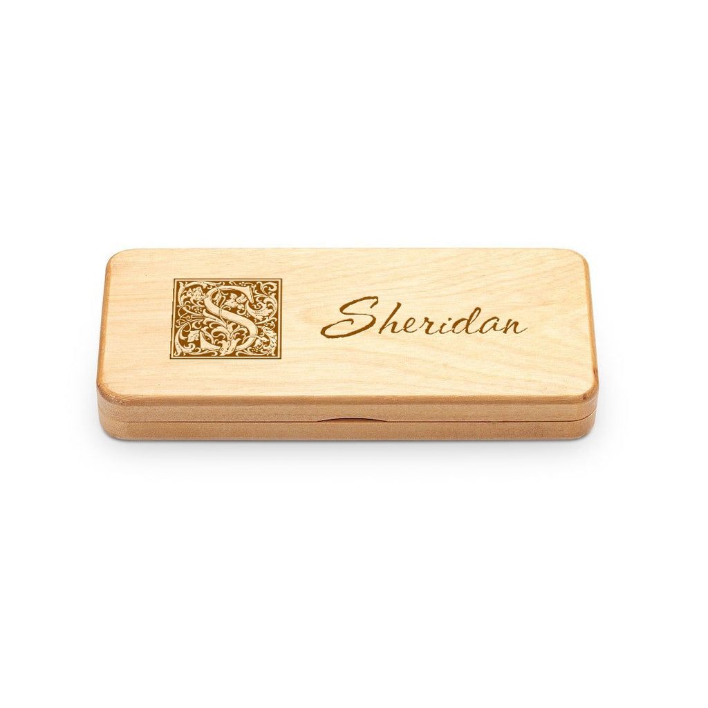 Last Name Monogram Theme Personalized Elegance Collection Maple Wood Pen & Pencil Set