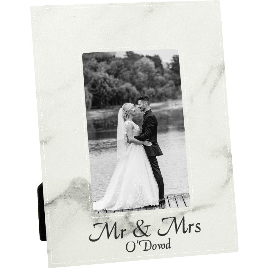 Personalized White Marble Style 5" x 7" Picture Frame