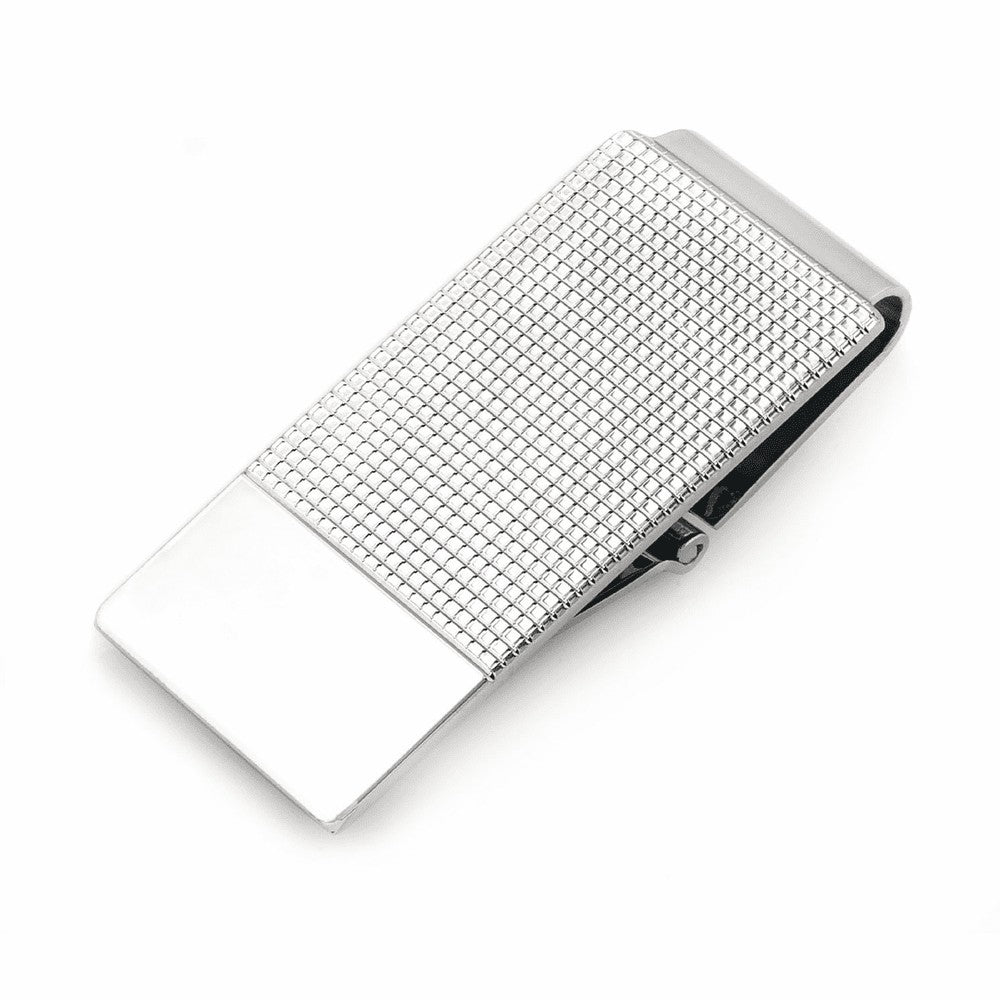 Sterling Silver Textured Money Clip with Hinged Grip - Executive Gift Shoppe