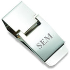 Polished Silver Engraved Hinged Money Clip - Executive Gift Shoppe