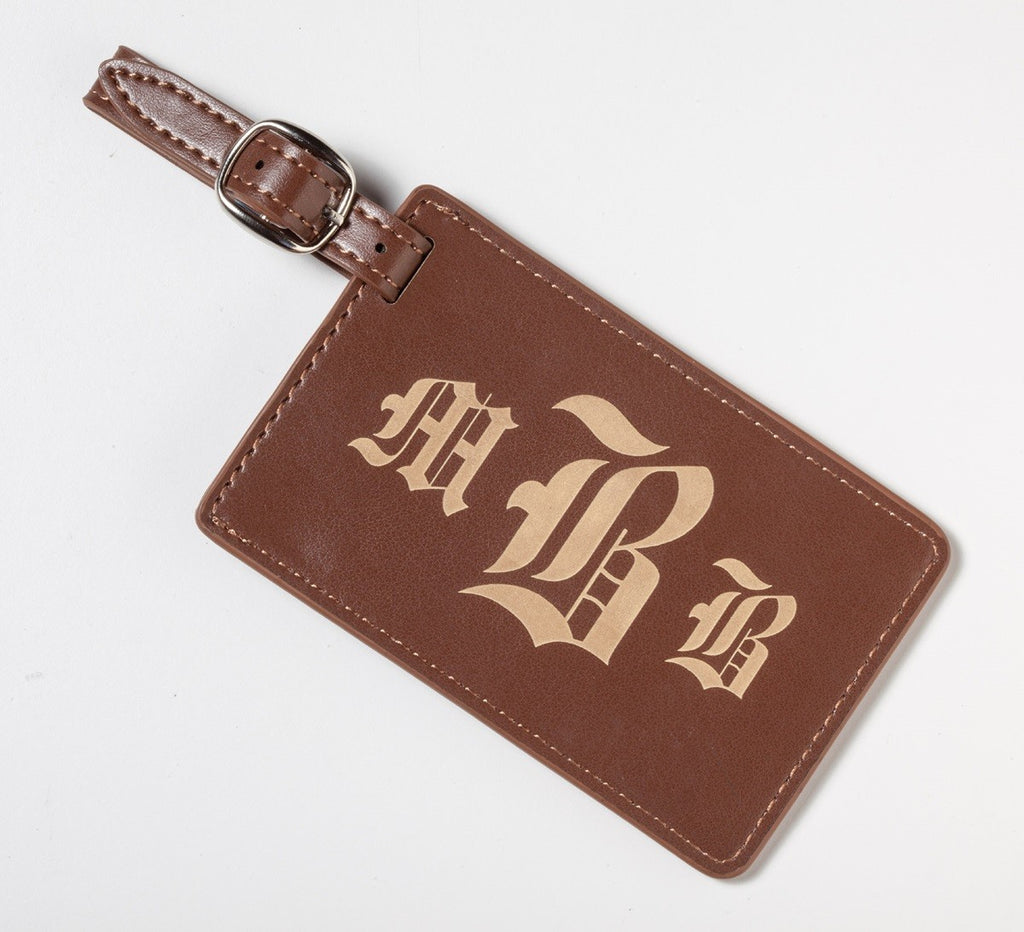 Brown & Gold Personalized Luggage Tag with Buckle Strap