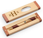 Roman Monogram Theme Personalized Maple & Rosewood Engraved Pen and Box