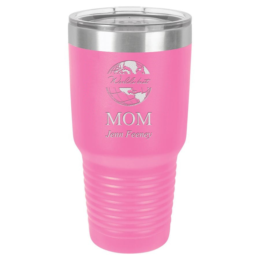 World's Best Mom Personalized 30 Ounce Pink Polar Camel Ringneck Tumbler