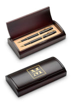 Split Monogram Theme Personalized Pen & Pencil Set with Wood Box