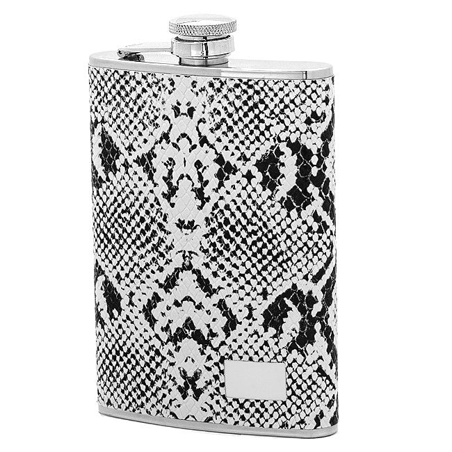Black & White Snakeskin Alcohol Flask - Executive Gift Shoppe