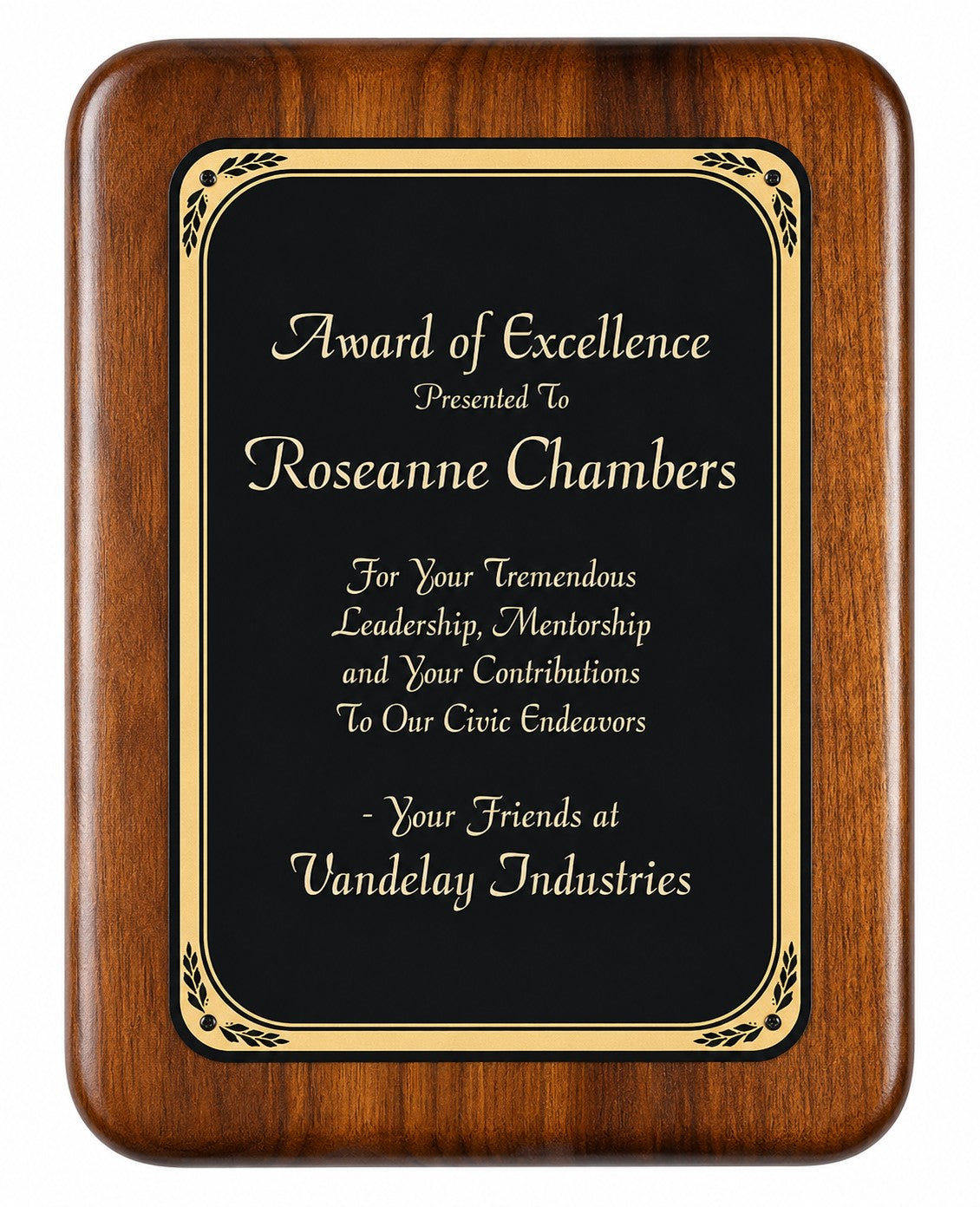 Walnut Plaque With Black Brass Engraving Plate - PC584