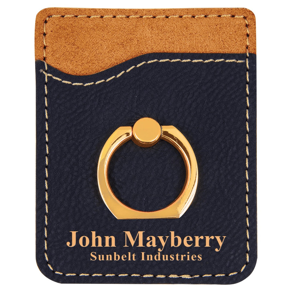 Personalized Black & Gold Phone Wallet with Ring