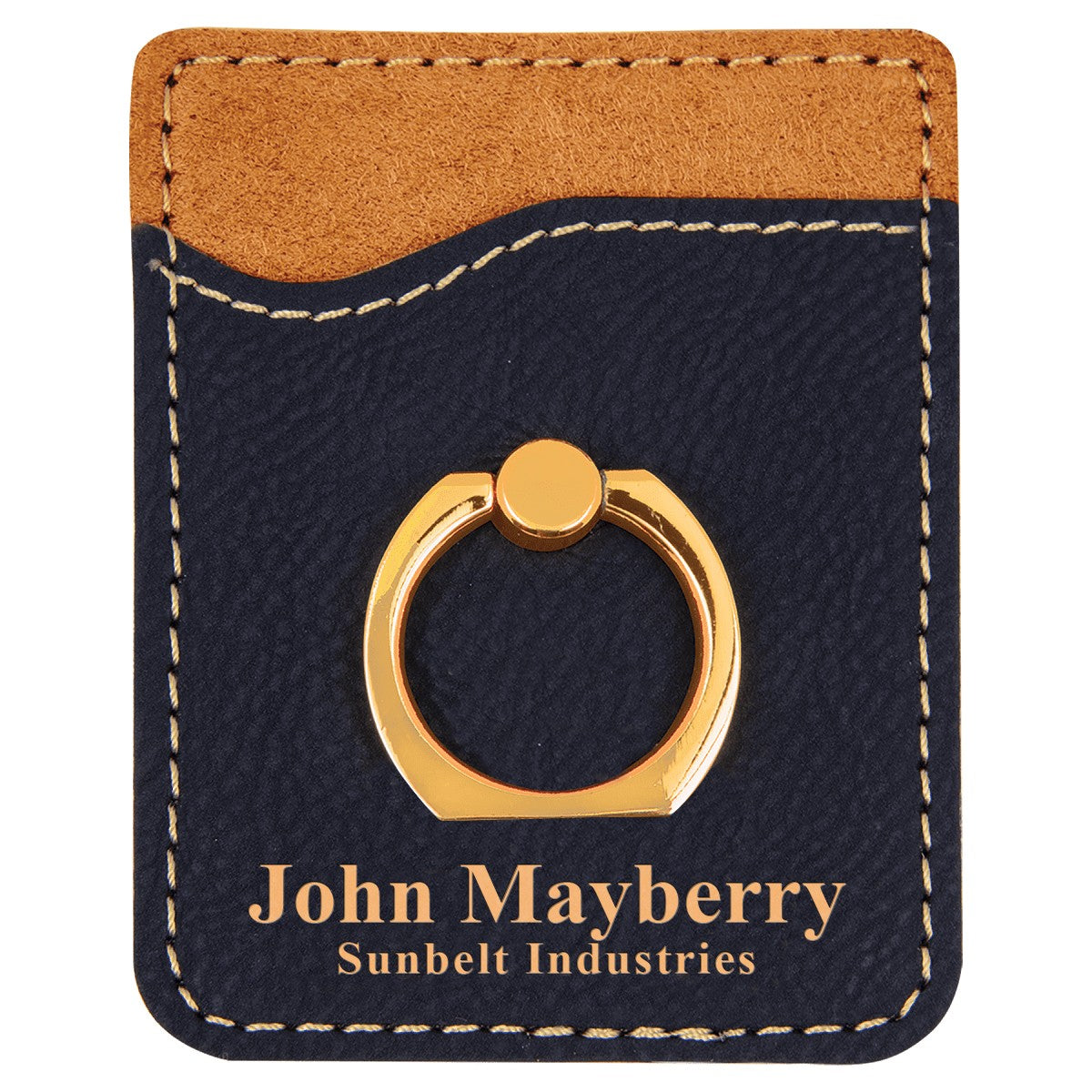 Personalized Black & Gold Phone Wallet with Ring