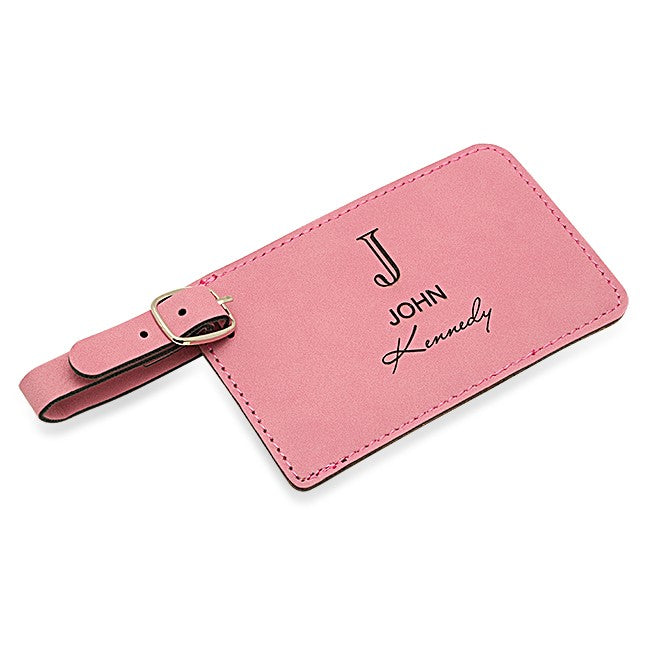 Full Name Monogram Pink Luggage Tag
