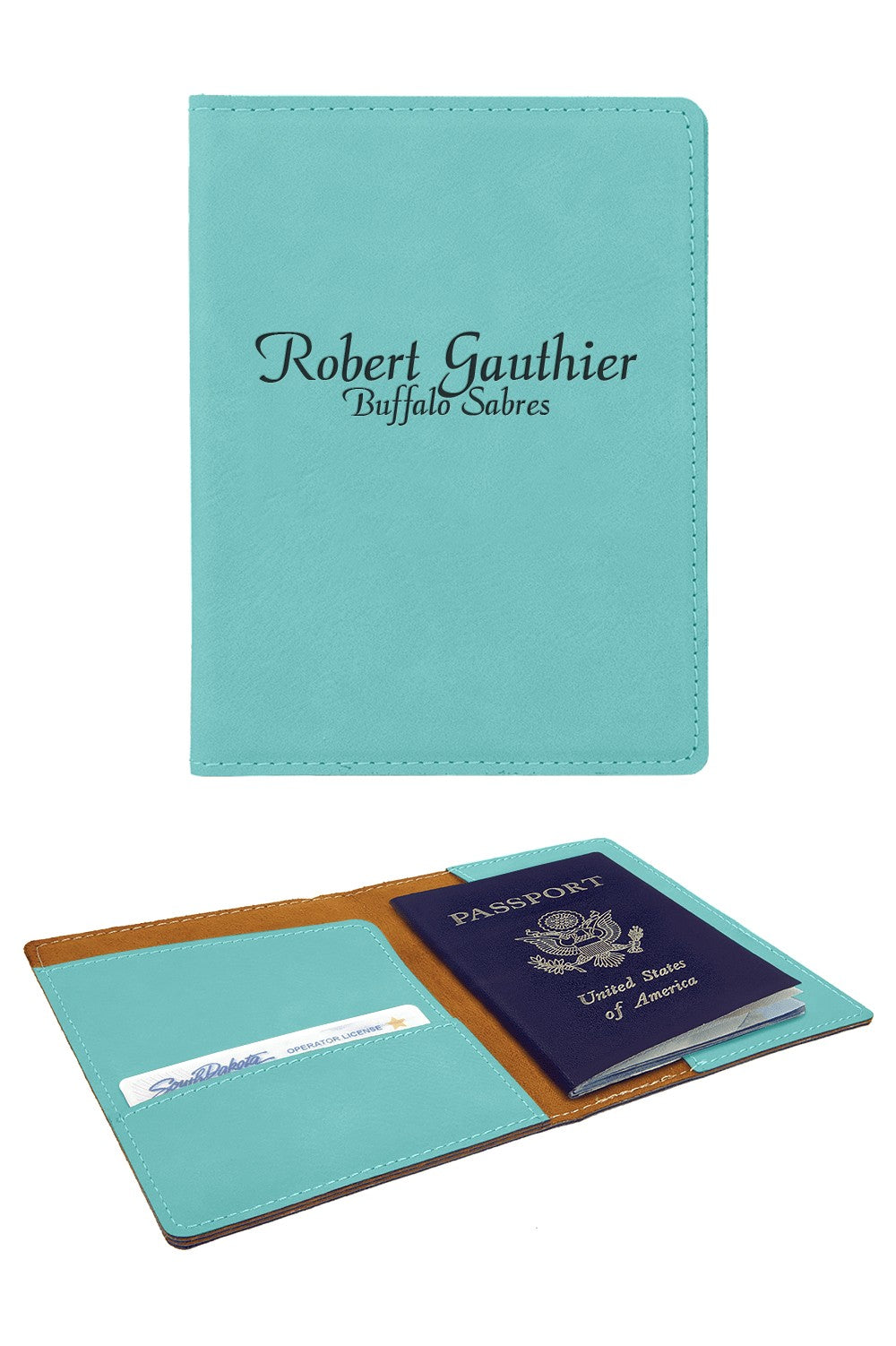 Personalized Teal Passport Holder