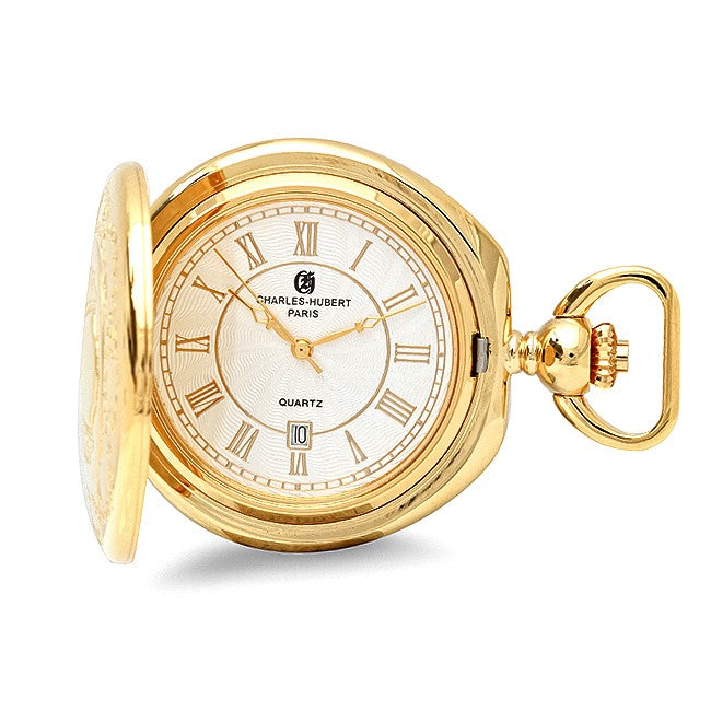 Gold Quartz Charles Hubert Pocket Watch & Chain #3781 - Executive Gift Shoppe