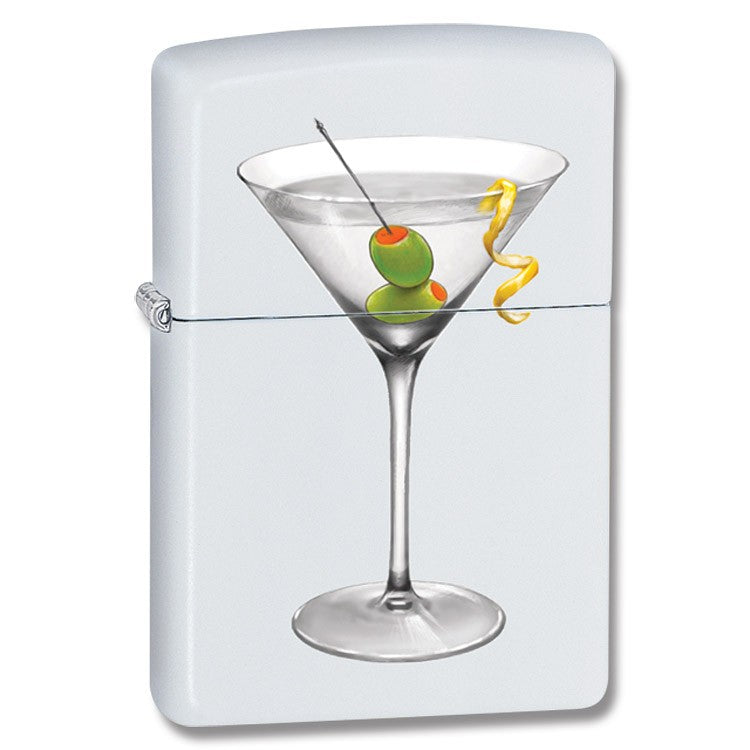 Martini White Matte Zippo Lighter - ID# 28271