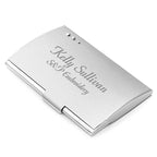 Silver Tone Business Card Holder with Three Dot Design - Executive Gift Shoppe