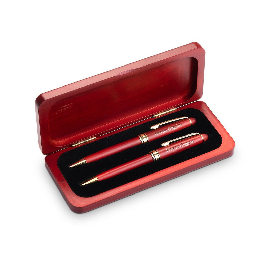 Elegance Collection Cherry Finish Personalized Pen & Pencil Set for Hockey