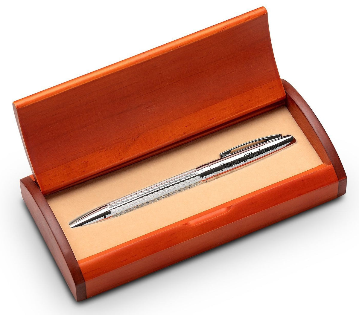 Diamond Cut Personalized Ballpoint Pen with Wood Box for Air Force