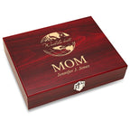 World's Best Mom Black Flask Set with Wooden Box