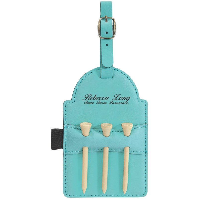 Personalized Teal Golf Bag Tag with Tees