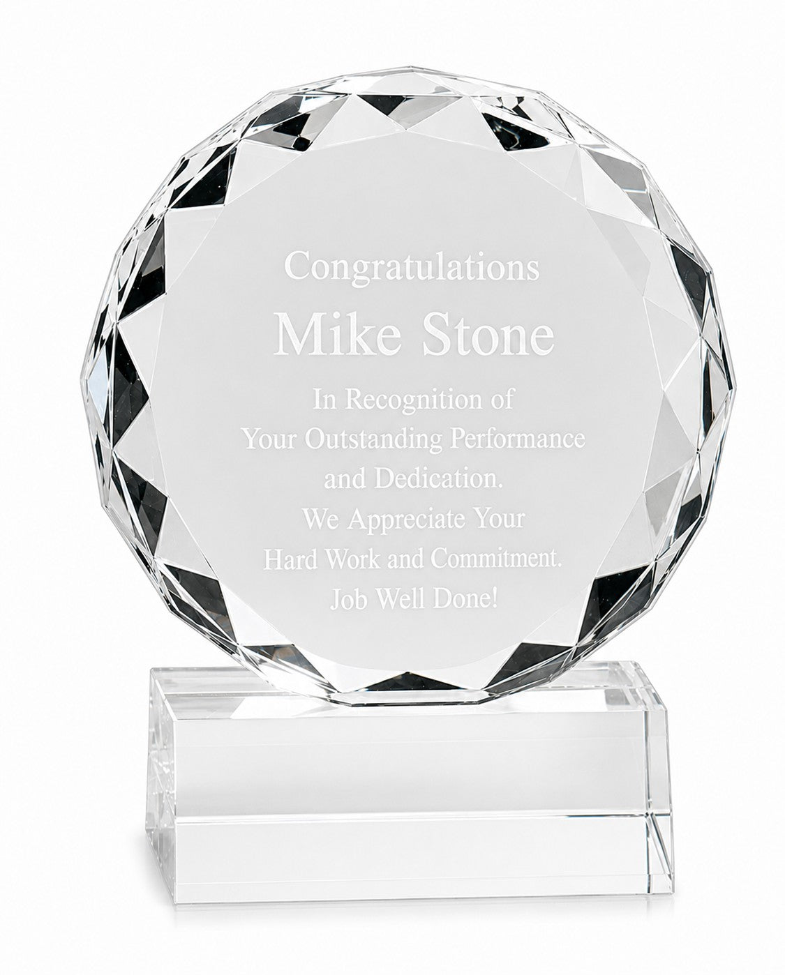 Personalized Faceted Crystal Desk Plaque