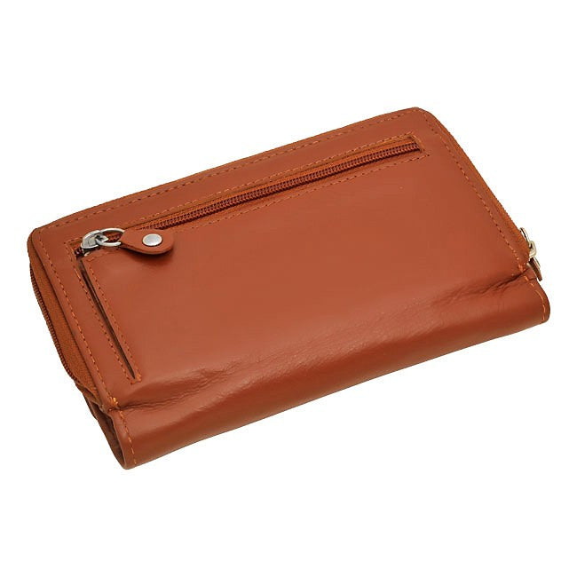Premium Leather Snap Closing Zipper Wallet For Women