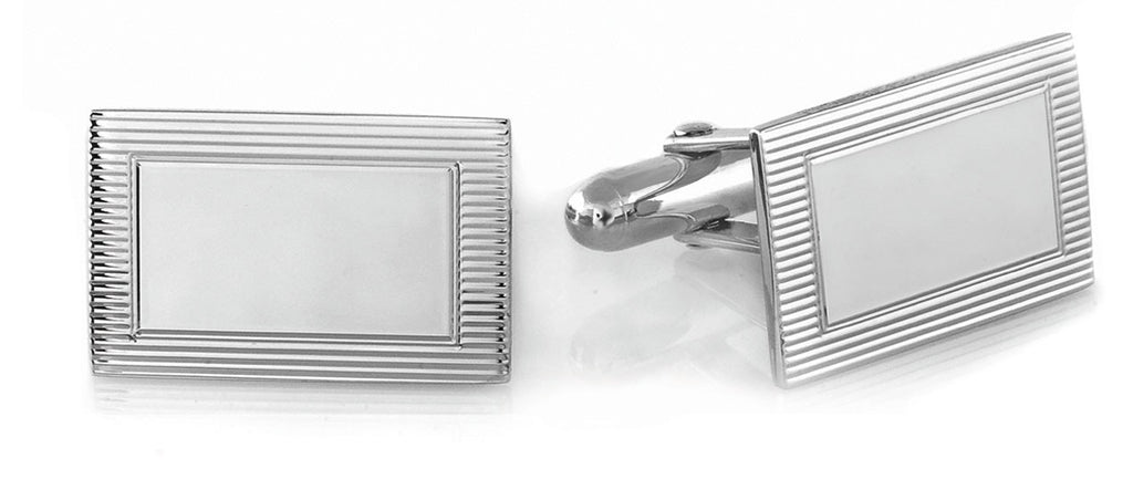 Sterling Silver Frame Collection Engravable Cufflinks