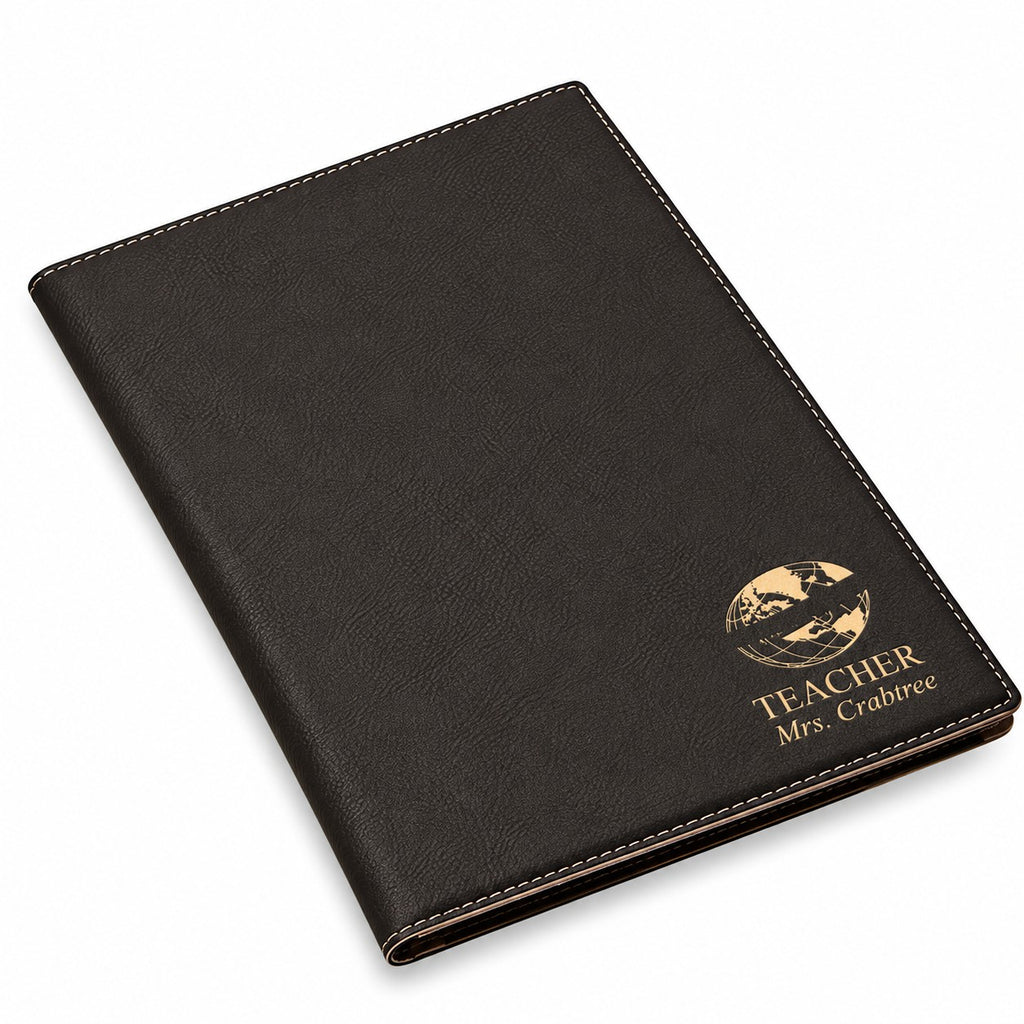 World's Best Teacher Black Leatherette Mini Portfolio
